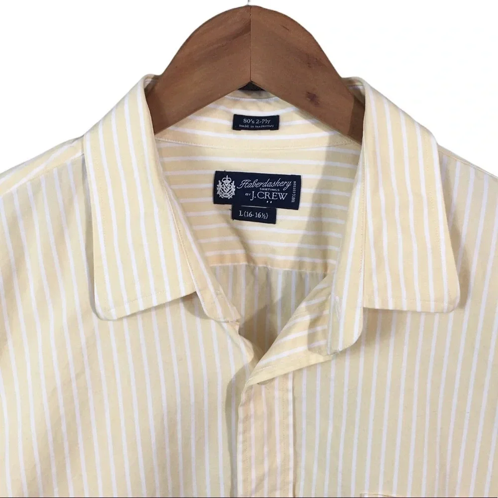 BF801 Mens J. Crew Haberdashery 80’s 2 Ply Striped Button Dress Shirt 16-16.5 L